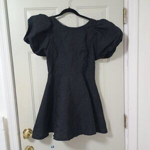 Simonett Beya Dress Black Size S Puff Sleeve Textured Fabricv Womens